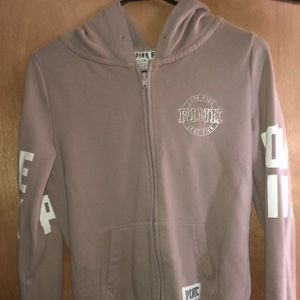 PINK tan zip up sweatshirt